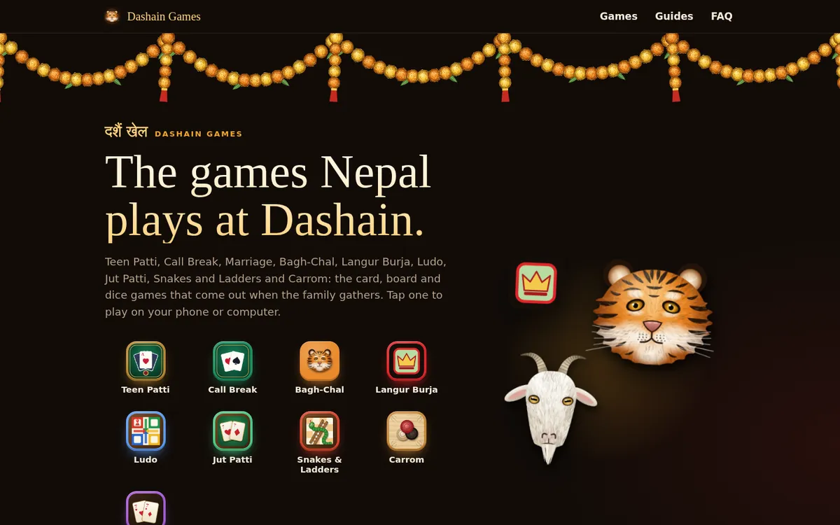 Dashain Games website screenshot