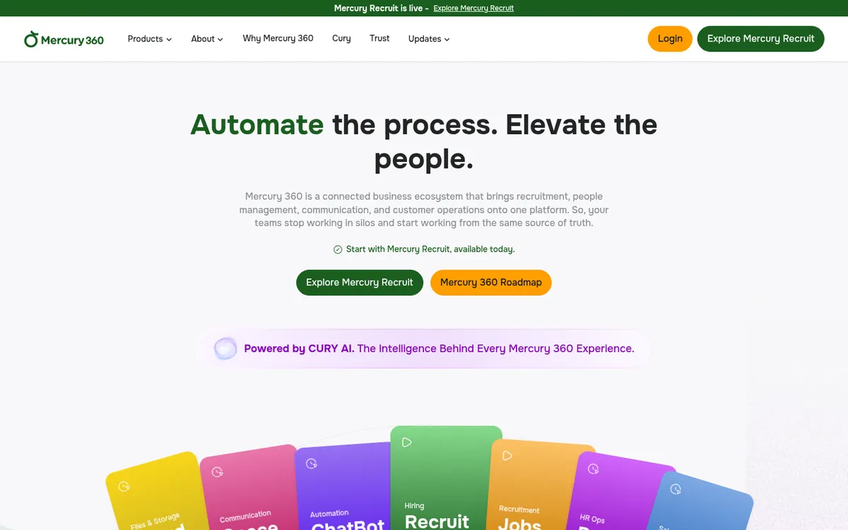 Mercury 360 website screenshot