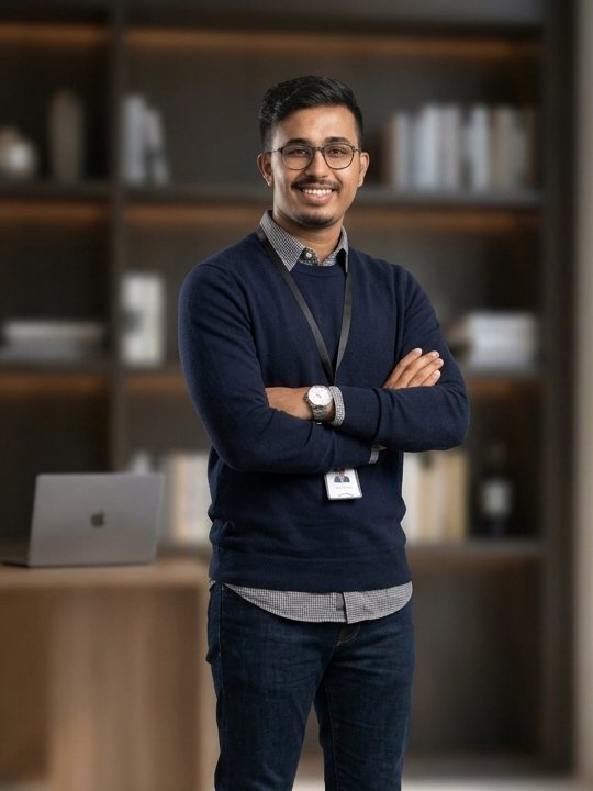 Sundar Gautam, Senior React Developer, in the office